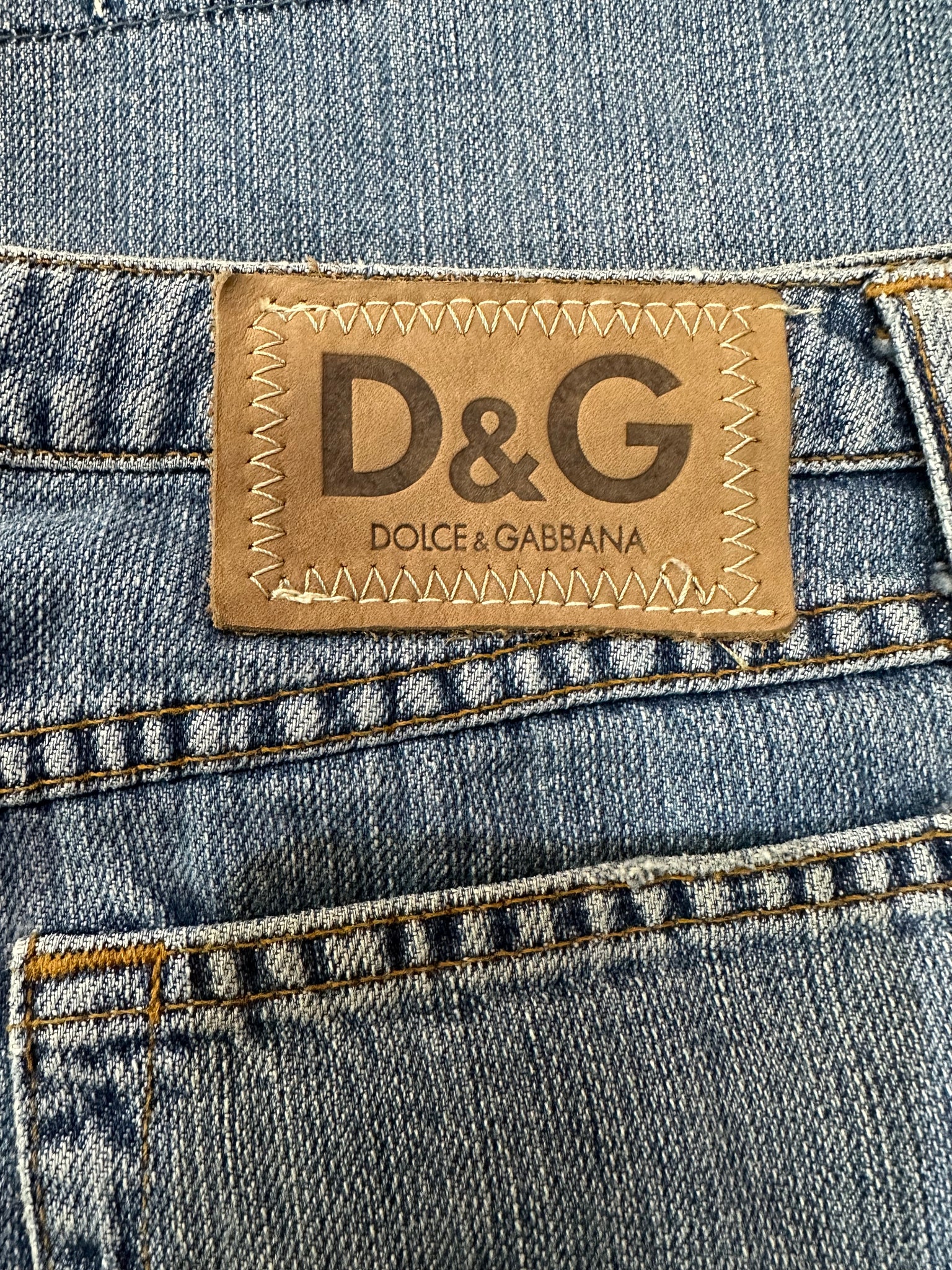 Dolce and Gabbana D&G Y2K Denim Frayed Fringed Hem  Skirt TAG 5 of 5