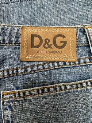 Dolce and Gabbana D&G Y2K Denim Frayed Fringed Hem  Skirt TAG 5 of 5