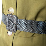 Yves Saint Laurent 80s Army Green Ensemble with Python Belt BELT DETAIL PHOTO 9 OF 10