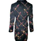 Moschino 1990s Cheap and Chic Wool Suit Ensemble w/Petit-Point Floral Trim BACK PHOTO 3 OF 7