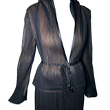 Issey Miyake Micro-Pleated Black & Brown Jacket/Skirt Ensemble PROFILE PHOTO 2 OF 9