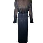 Issey Miyake Micro-Pleated Black & Brown Jacket/Skirt Ensemble BACK PHOTO 3 OF 9