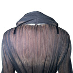 Issey Miyake Micro-Pleated Black & Brown Jacket/Skirt Ensemble BACK COLLAR PHOTO 6 OF 9