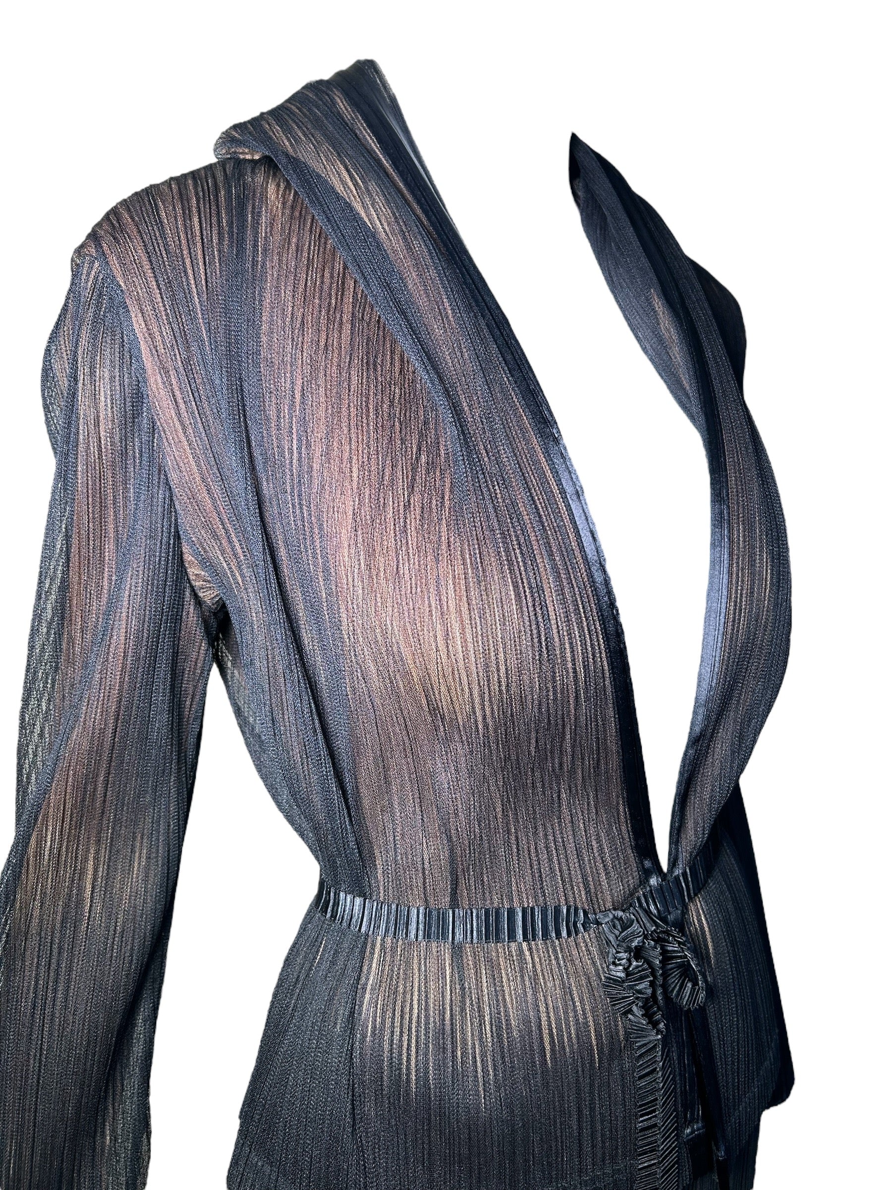 Issey Miyake Micro-Pleated Black & Brown Jacket/Skirt Ensemble PROFILE PHOTO 5 OF 9