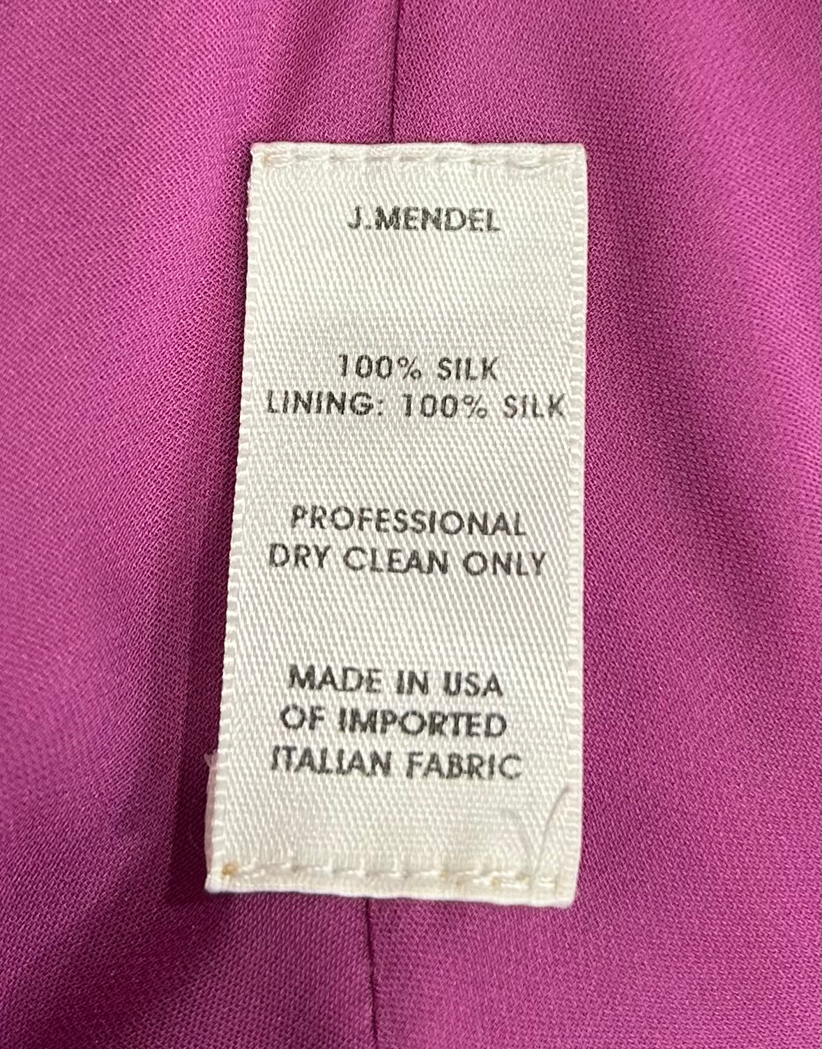 J. Mendel Magenta Bias-Cut 30s Style Silk Gown CARE TAG PHOTO 8 OF 8