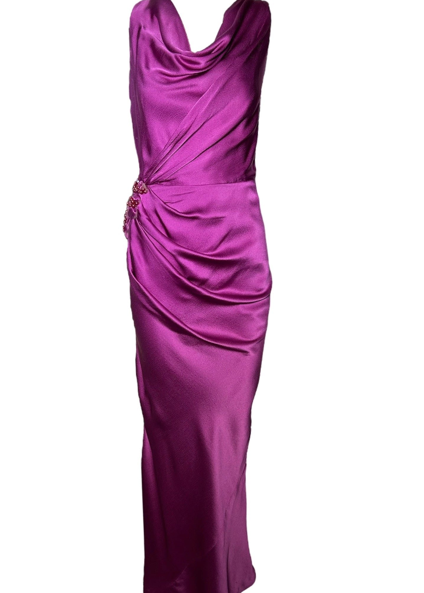 J. Mendel Magenta Bias-Cut 30s Style Silk Gown FRONT PHOTO 1 OF 8