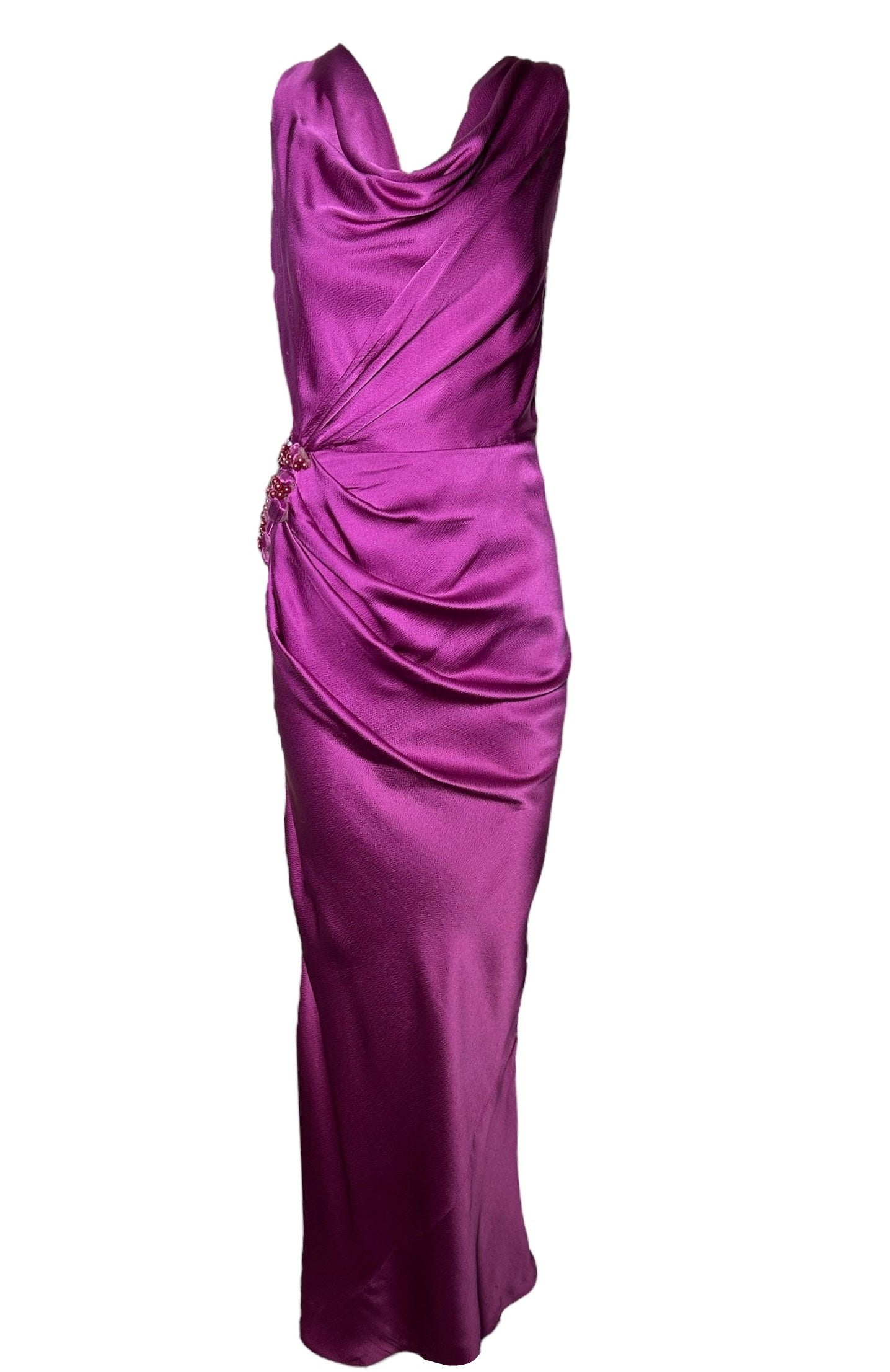 J. Mendel Magenta Bias-Cut 30s Style Silk Gown FRONT PHOTO 1 OF 8