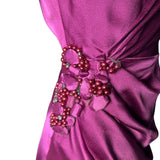 J. Mendel Magenta Bias-Cut 30s Style Silk Gown RHINESTONE DETAIL PHOTO 5 OF 8