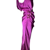 J. Mendel Magenta Bias-Cut 30s Style Silk Gown SIDE PHOTO 3 OF 8