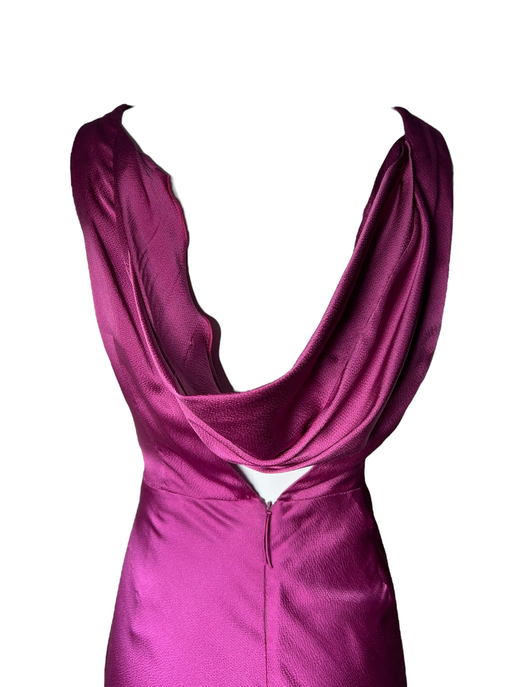 J. Mendel Magenta Bias-Cut 30s Style Silk Gown BACK DRAPE PHOTO 6 OF 8