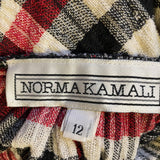 Norma Kamali 80s Wool  Plaid Pinafore Skirt, label