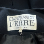 Gianfranco Ferre Mid 1990s Black Crepe Gown w/ Raffia Trim, label