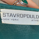 Stavropoulos '70s Emerald Green Silk Chiffon Gown & Scarf, label