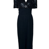 Opening Night 80s Black Sequin Ruched Waist Jumpsuit FRONT PHOTO 1 OF 6