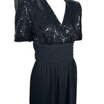 Opening Night 80s Black Sequin Ruched Waist Jumpsuit PROFILE PHOTO 2 OF 6