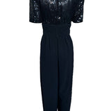 Opening Night 80s Black Sequin Ruched Waist Jumpsuit BACK PHOTO 4 OF 6
