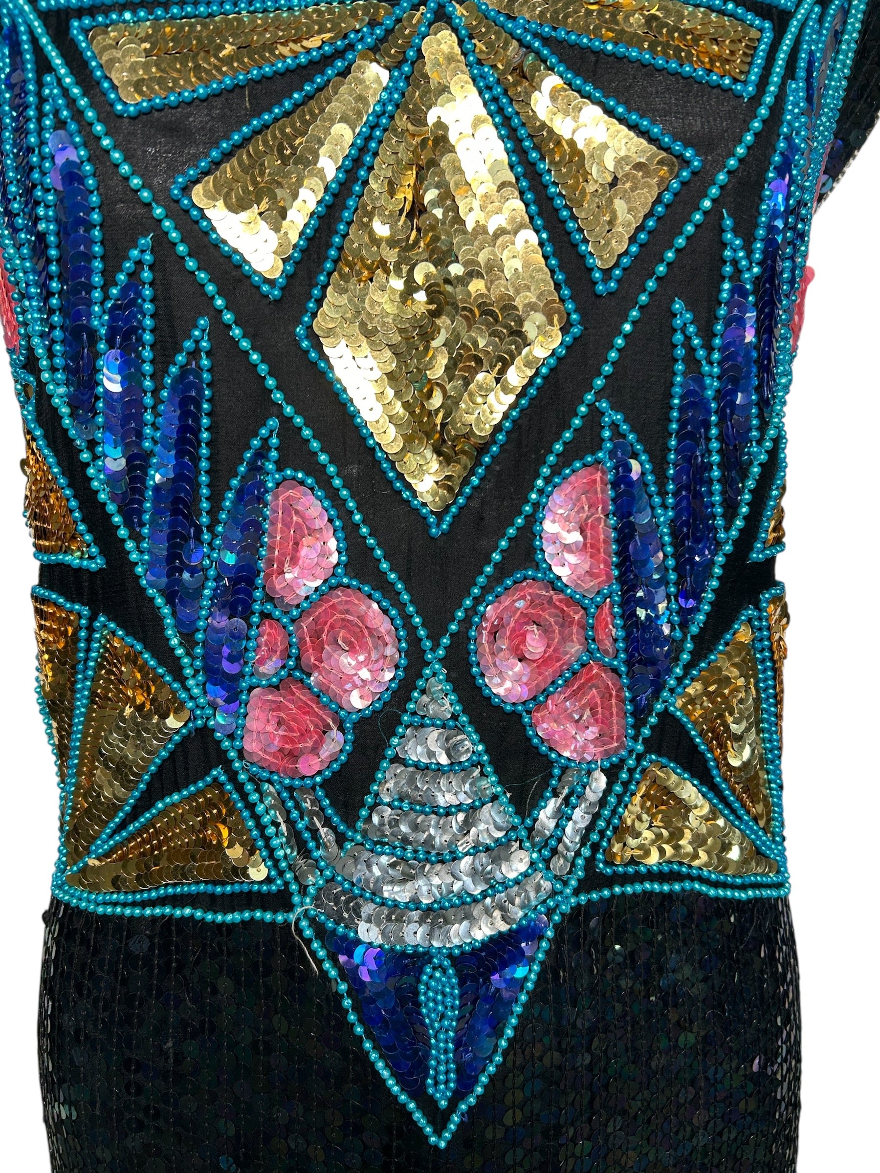 Lady Lisa 80s Indian Silk Beaded and Sequined Dress DETAIL PHOTO 3 OF 7