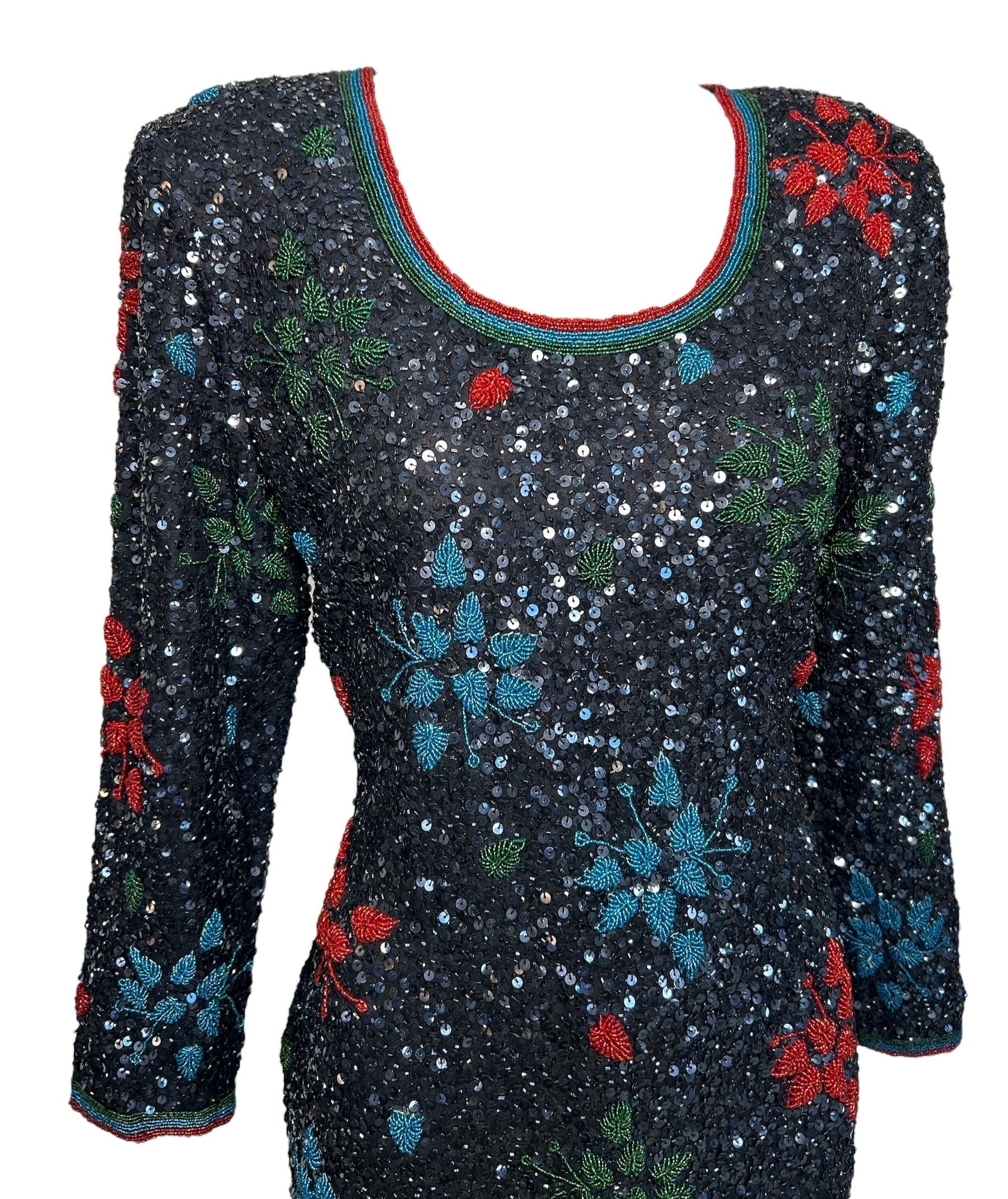 1980s Heavily Beaded & Sequined Tunic Micro Dress 1980s Heavily Beaded & Sequined Tunic Micro Dress