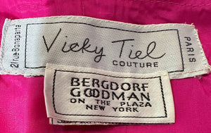 Vicky Tiel 80s Vavoom Gown Fuschia Strapless With Matching Wrap, label