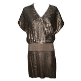 Haute Hippie Sequin Gold Drop Waist Cocktail Dress FRONT PHOTO 1 OF 5