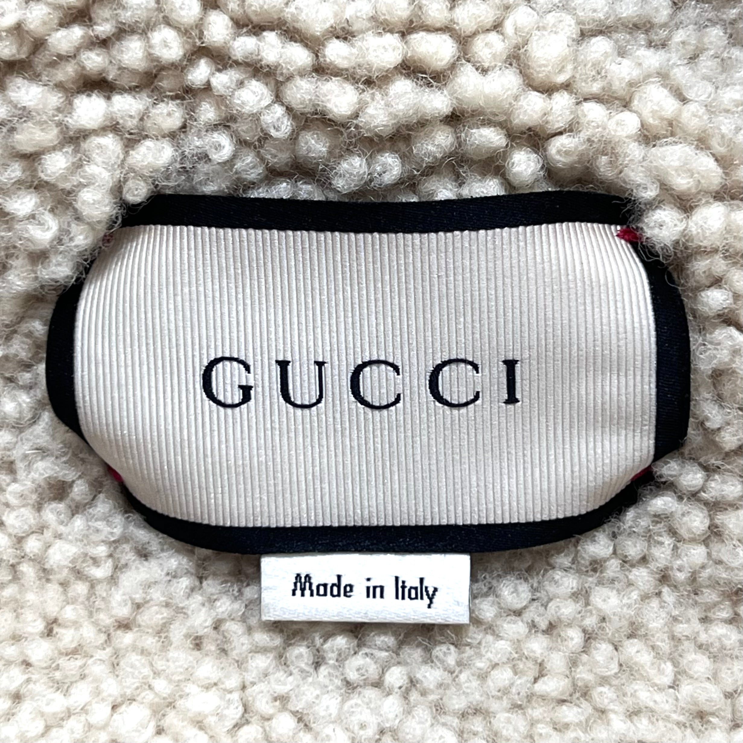 Gucci F/W 2016 Denim Patchwork Jacket with Faux Shearling Lining, label