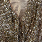 Monica Lhuillier 2000s Gold Sequin Beaded Cocktail Dress DETAIL 3 of 5