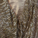 Monica Lhuillier 2000s Gold Sequin Beaded Cocktail Dress DETAIL 3 of 5