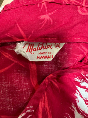 Malihini 1950's Red  Dress Border print LABEL 5 of 5
