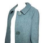 Balmain for TWA 1965 French Heather Blue Pebble Tweed Wool Flight Attendant Coat CHEST OPEN 