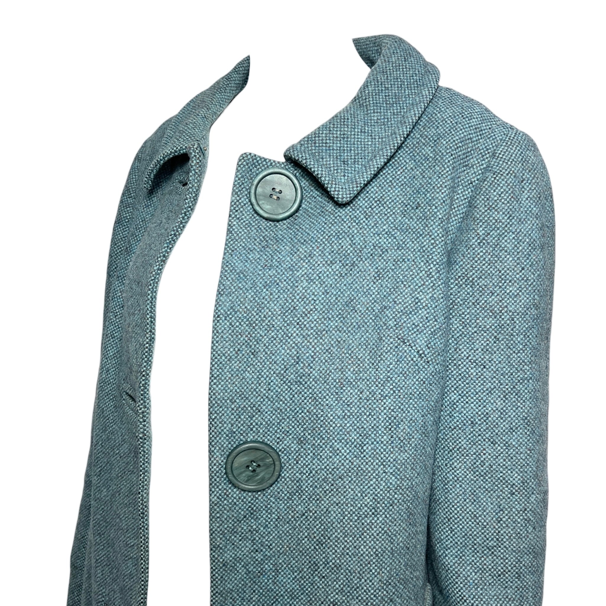 Balmain for TWA 1965 French Heather Blue Pebble Tweed Wool Flight Attendant Coat CHEST OPEN 