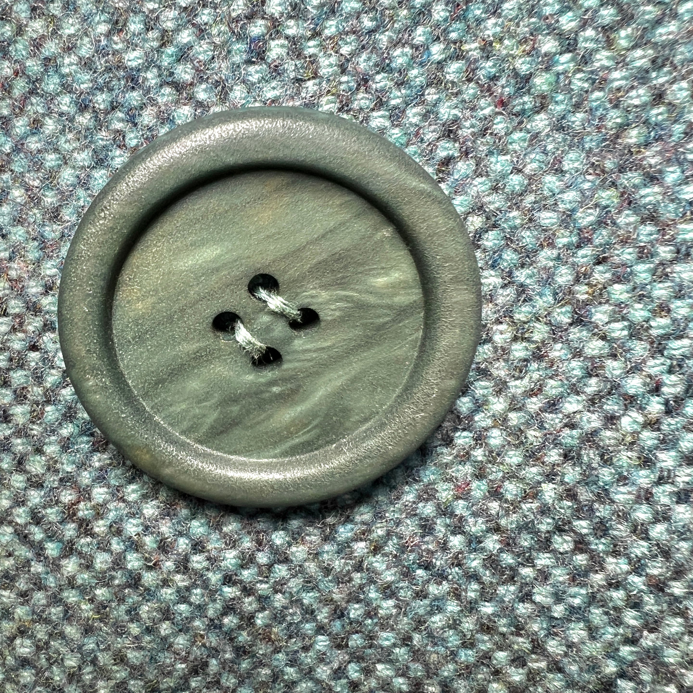Balmain for TWA 1965 French Heather Blue Pebble Tweed Wool Flight Attendant Coat  BUTTON CLOSE UP