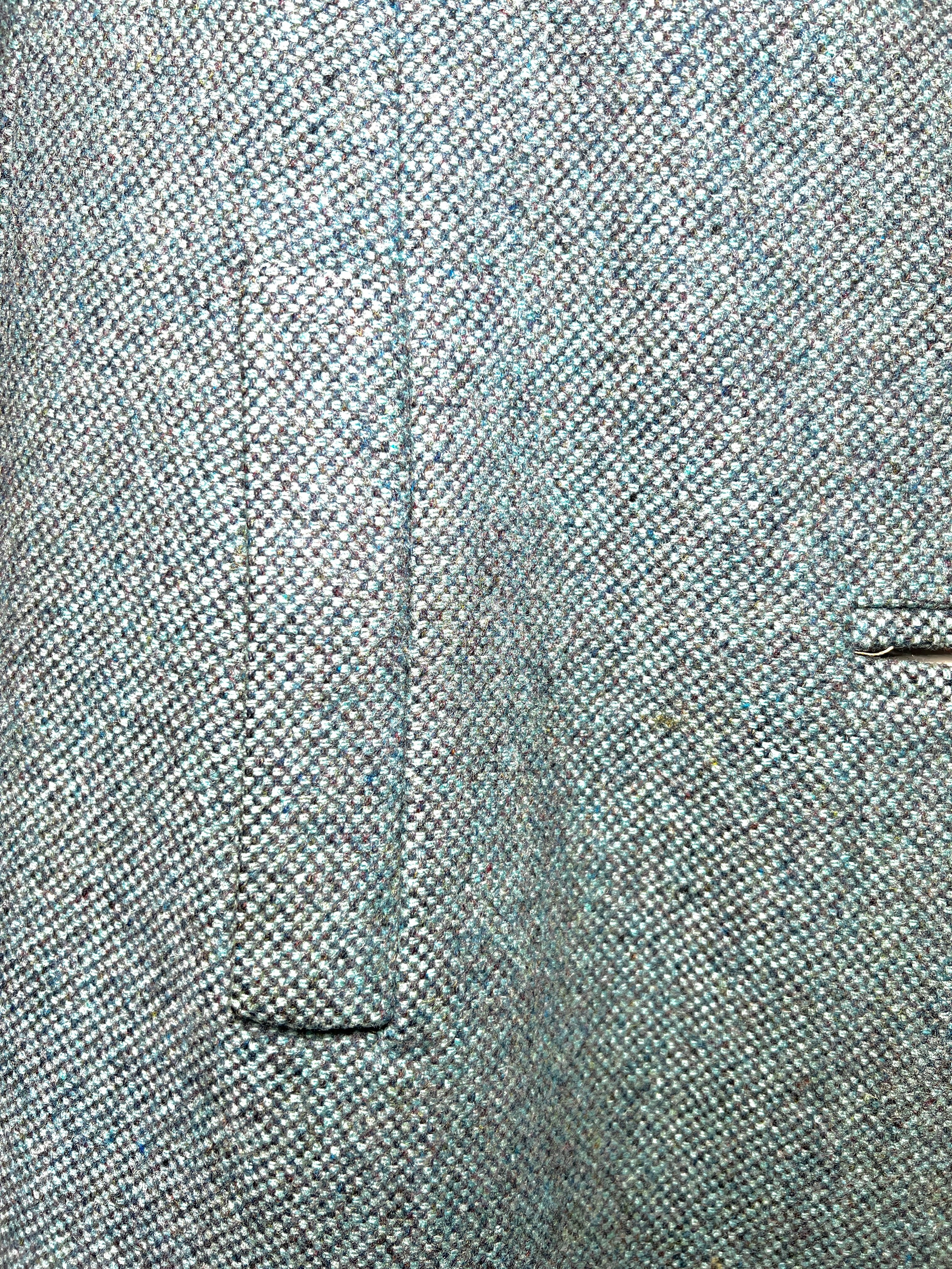 Balmain for TWA 1965 French Heather Blue Pebble Tweed Wool Flight Attendant Coat WELT POCKET