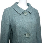 Balmain for TWA 1965 French Heather Blue Pebble Tweed Wool Flight Attendant Coat BUST ANGLE