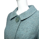 Balmain for TWA 1965 French Heather Blue Pebble Tweed Wool Flight Attendant Coat COLLAR