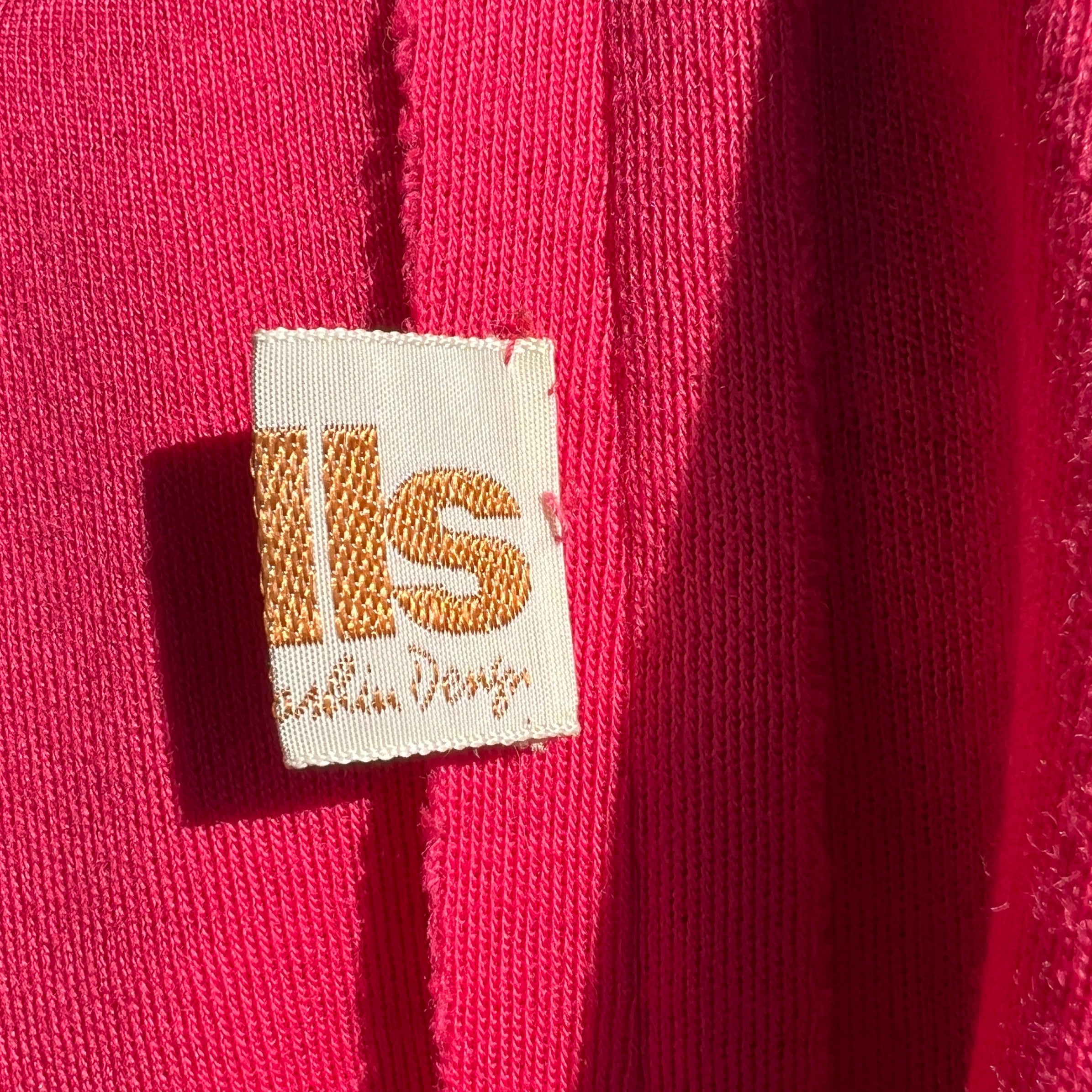 Bonnie Cashin for Sills 1960's Hot Pink Belted Dress and Tweed Cape Ensemble, label in dress
