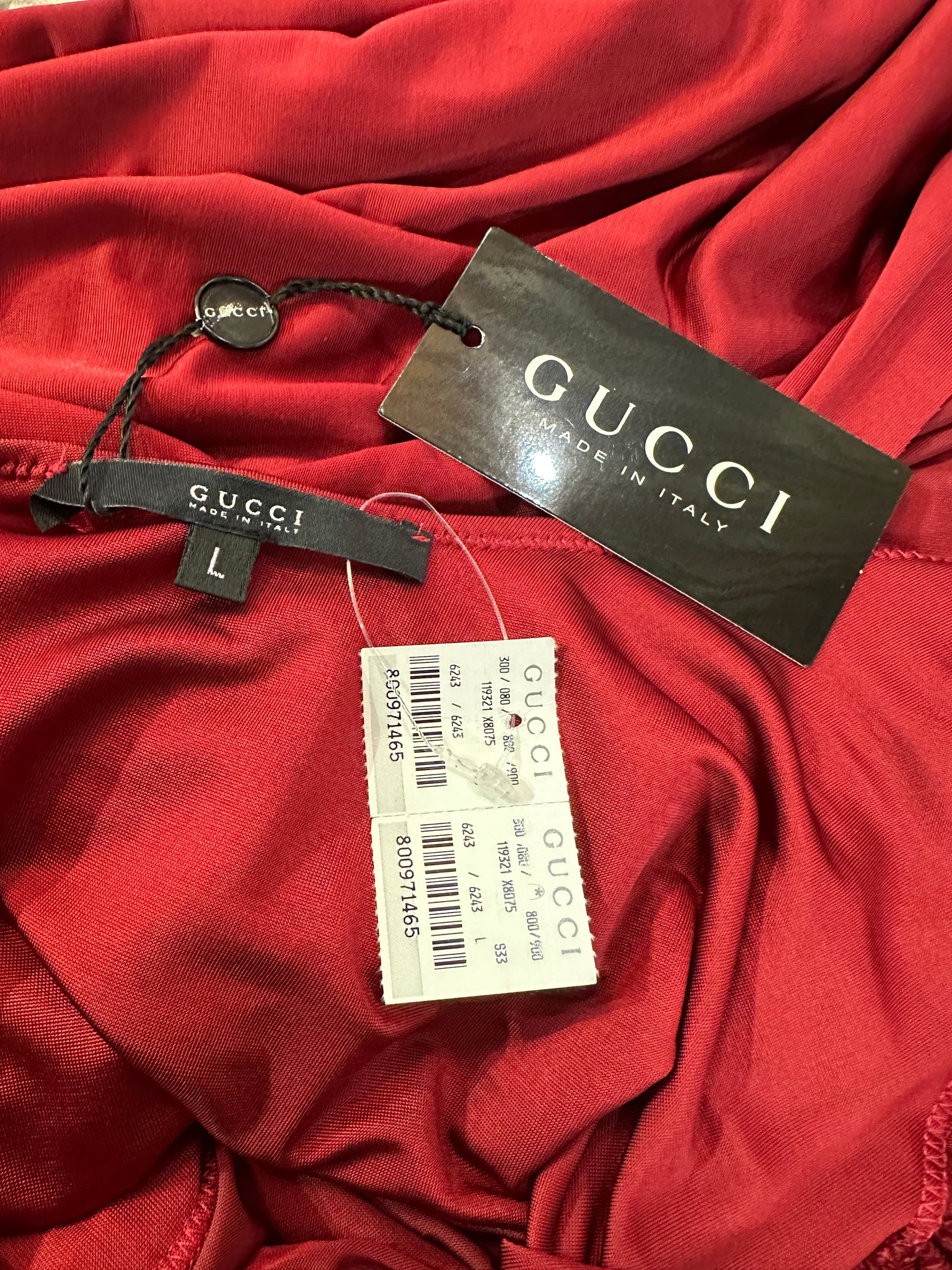 Tom Ford for Gucci 2003 Red Jersey Convertible Body Con Dress LABEL 5 of 5