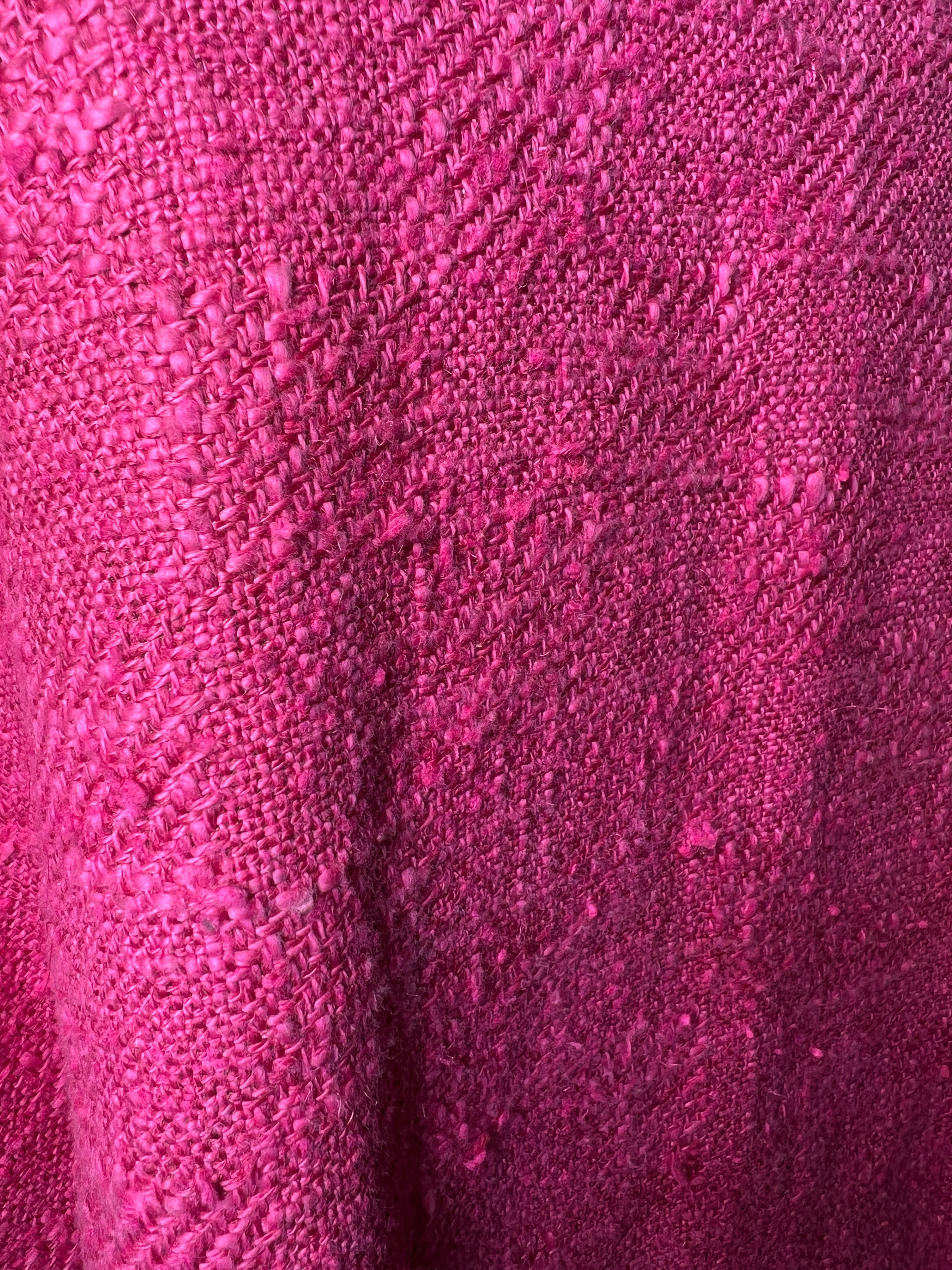 Bonnie Cashin for Sills 1960's Hot Pink Belted Dress and Tweed Cape Ensemble, TEXTURE CLOSE UP
