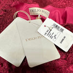 Emilio Pucci 2000s Rasberry One Shoulder Lace Dress LABEL 5 of 5