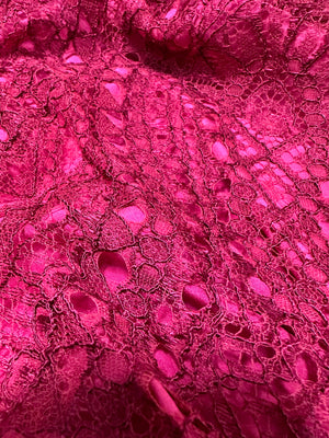 Emilio Pucci 2000s Rasberry One Shoulder Lace Dress LACE DETAIL 4 of 5