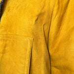 Bonnie Cashin for Sills 1960's Ochre Suede Coat with Grey Shearling Lining, piling under left arm