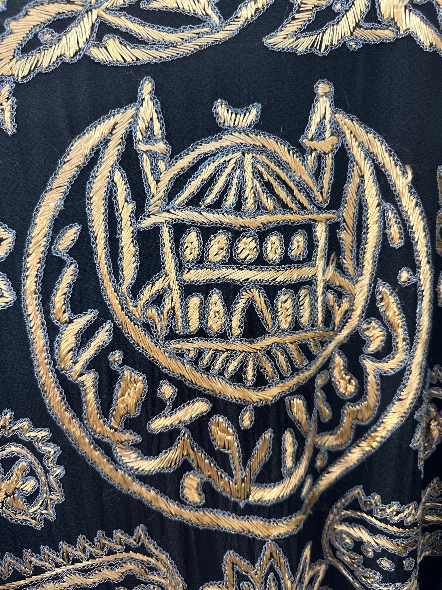 Turkish Mid 20th Century Black Hand Embroidered  Caftan DETAIL4 of 4