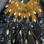 Paul-Louis Orrier 80s Velvet Extravagantly  Beaded Halter Neck Gown DETAIL 5  of 6