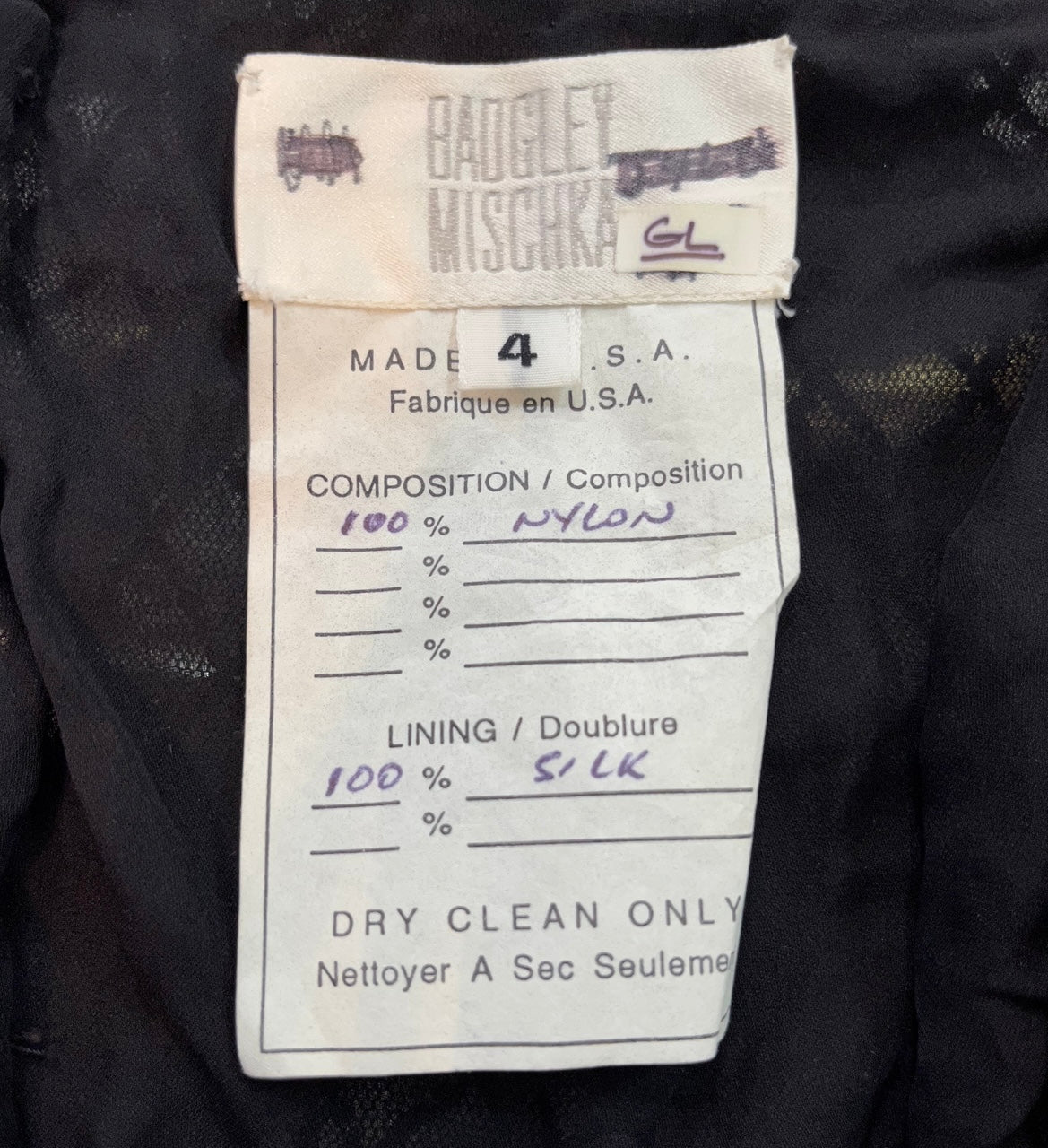 Badgley Mishka Root Beer Densely Beaded 3-Piece Ensemble, label