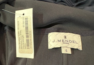 J Mendel Contemporary Deep Blue Jersey One Shoulder Gown LABEL 5 of 5