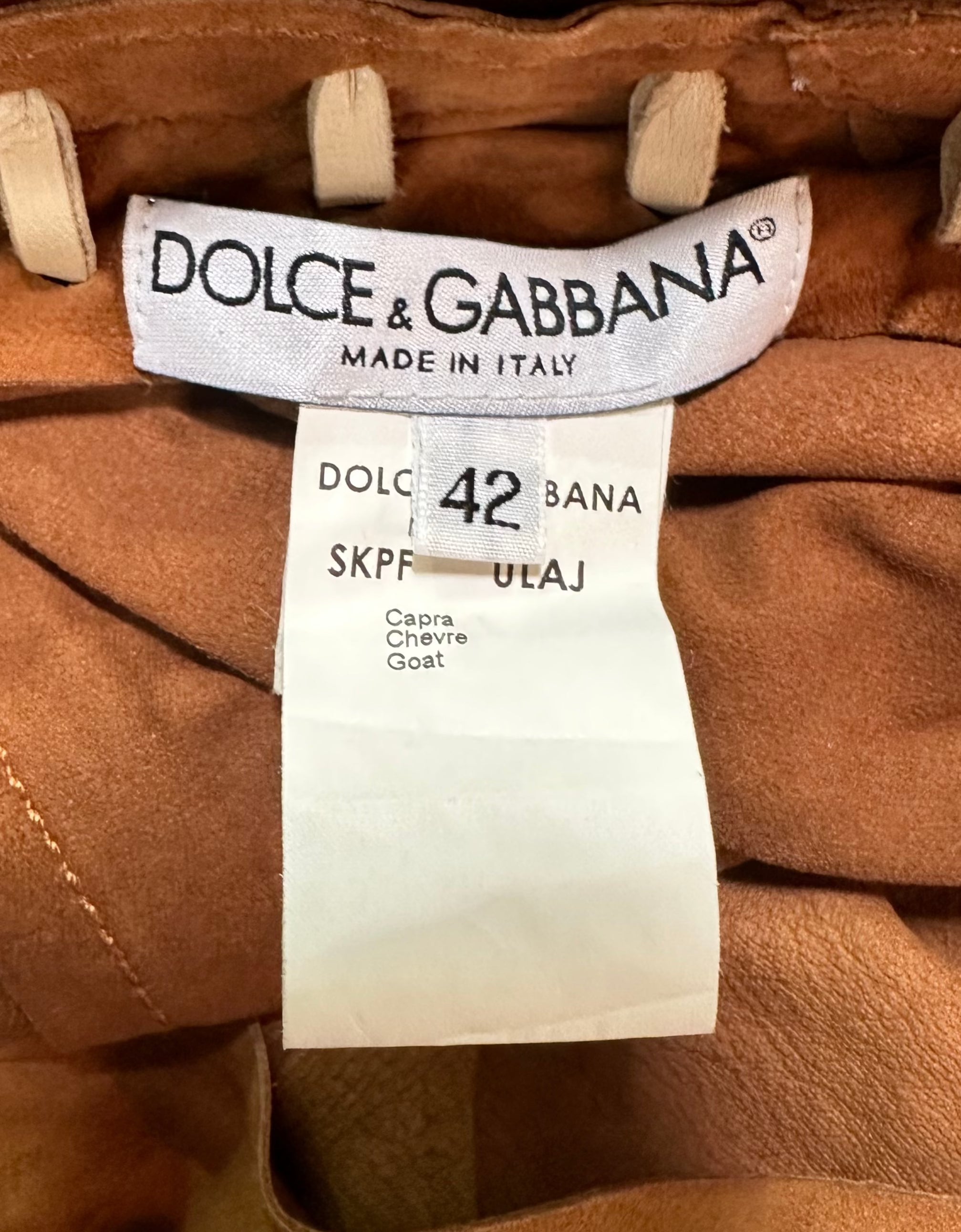 Dolce and Gabbana Y2K Suede Whip Stitched  Wrap Skirt LABEL 5 of 5