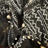   Zandra Rhodes 80s Black Chiffon Dress Trimmed with Pearls and Rhinestones DETAIL 5 of 7