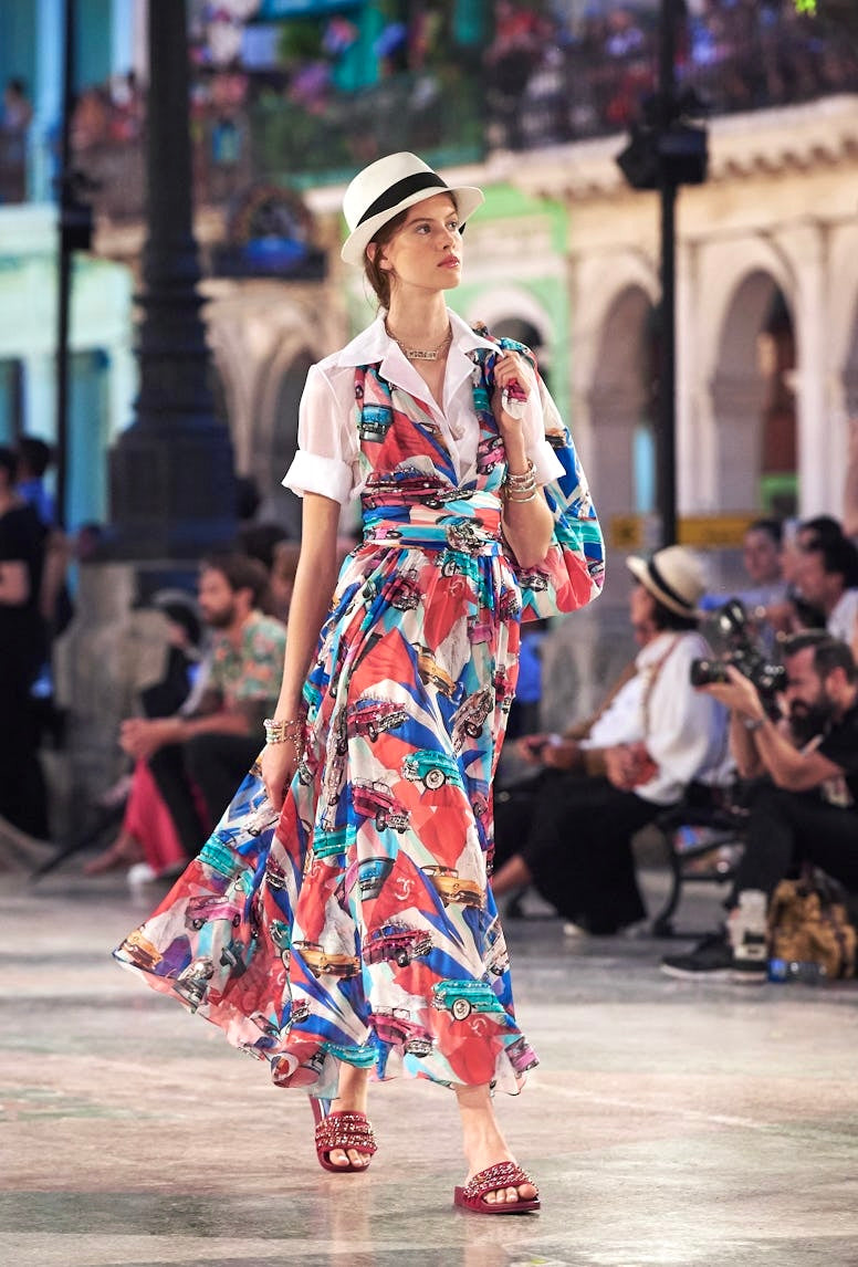 Chanel Resort 2017 Car Print Silk Halter Gown, runway