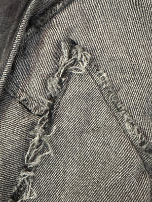 Gary Graham 2000s Deconstructed Grey Twill  Cutaway Jacket DETAIL 5 of 6