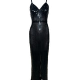 Raniero Gattinoni Black Sequin Gown with Train FRONT PHOTO 1 OF 6