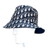 Dior 2000's Monogram Print Reversible Blue and Grey Bucket Hat